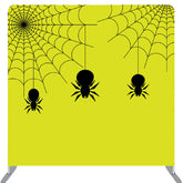 Lofaris Simple Hanging Spiders Green Happy Halloween Backdrop